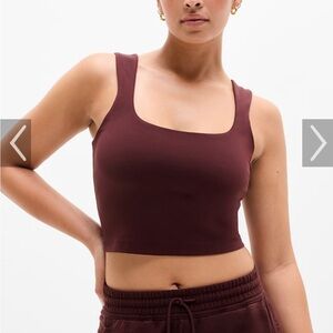 Athleta BLUE transcend square neck crop bra